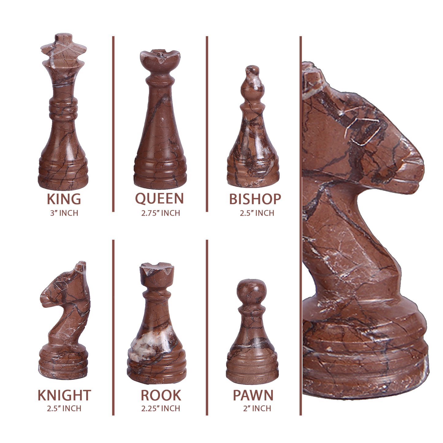 Marble Hives Luxury Handmade Marble Chess Set – Marina & White Ziarat (12 x 12 Inches) - Chess Sets for Adults - Premium Quality Chess Boards - Fancy Chess Boards
