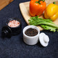 Marble Salt Cellar Set with Lid (Pack of 2) | Salt and Pepper Keeper, Spice Jar Canister Set, Sugar Container, Kitchen Organiser