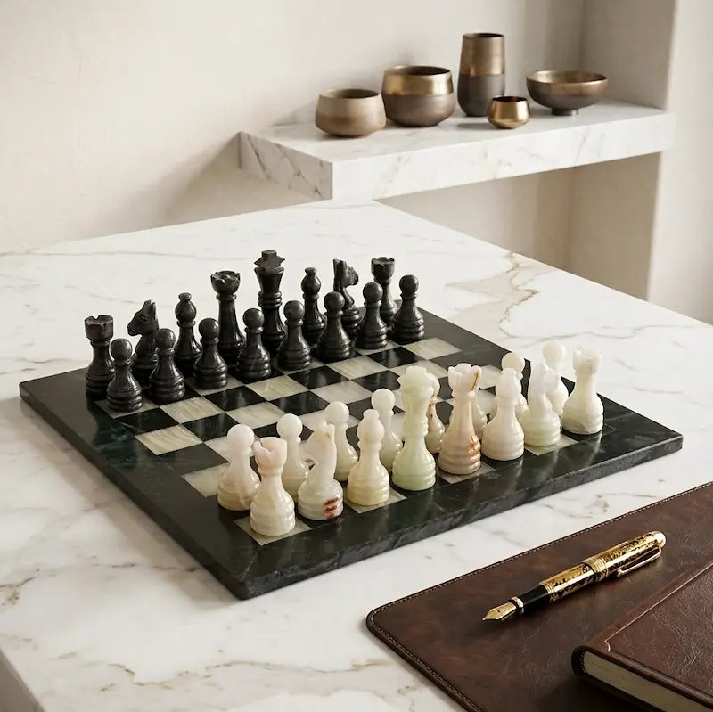 Black & Onyx Marble Chess Set