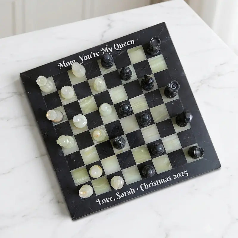  Black and Onyx Marble Chess Set