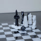 Black and White Ancient Egyptian Chess Figures