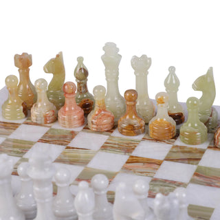 Chess Figures White & Onyx Green