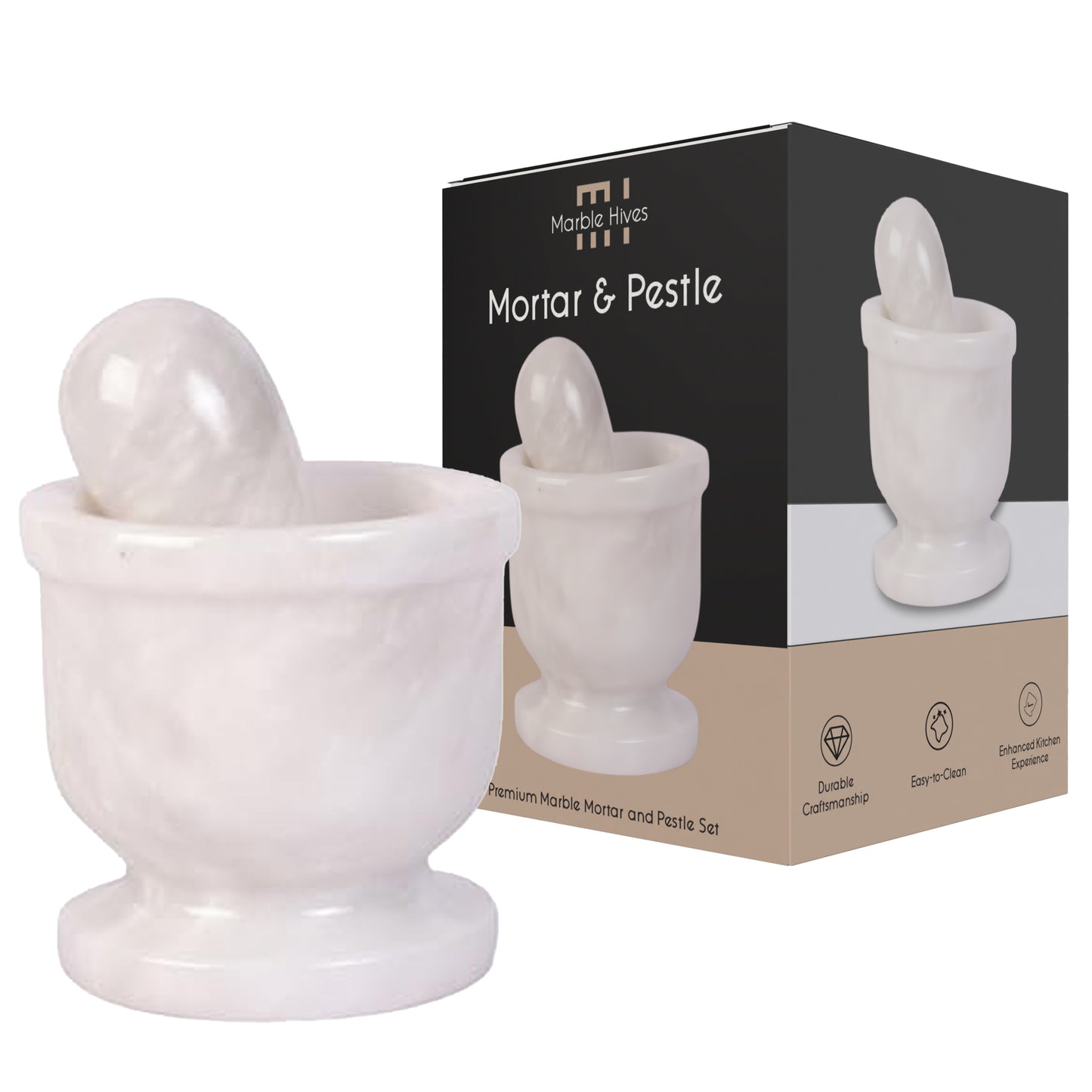 Exquisite Marble Mortar and Pestle Set (2.5 inch) - Your Ultimate Kitchen Essential for Grinding Spices, Making Guacamole, Salsa, Pesto, and Crushing Pills