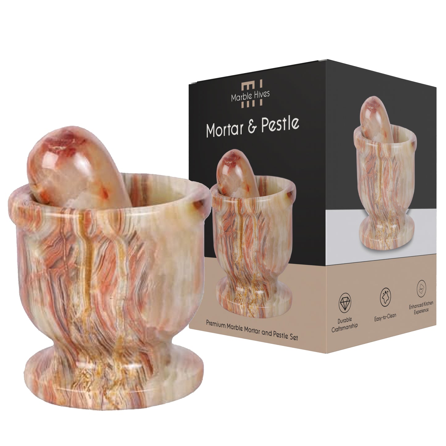 Exquisite Marble Mortar and Pestle Set (2.5 inch) - Your Ultimate Kitchen Essential for Grinding Spices, Making Guacamole, Salsa, Pesto, and Crushing Pills