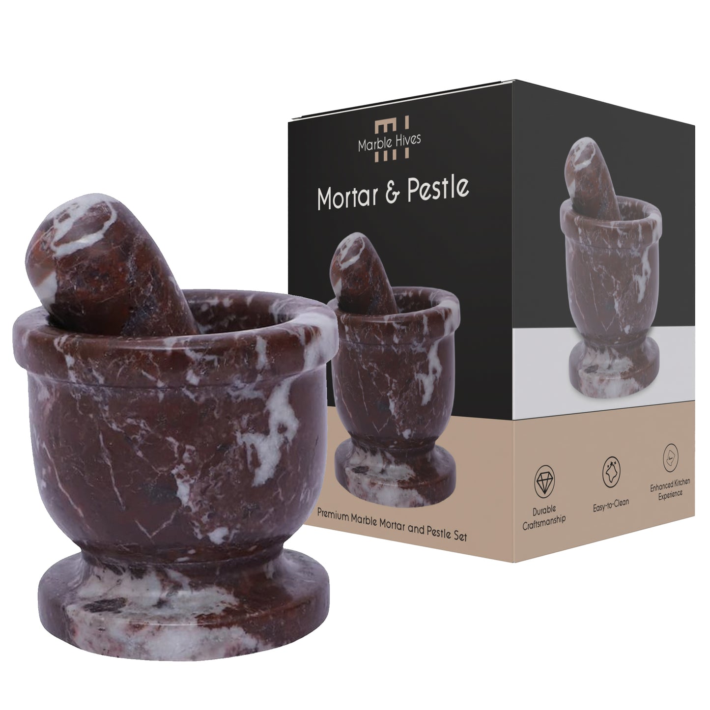 Exquisite Marble Mortar and Pestle Set (2.5 inch) - Your Ultimate Kitchen Essential for Grinding Spices, Making Guacamole, Salsa, Pesto, and Crushing Pills