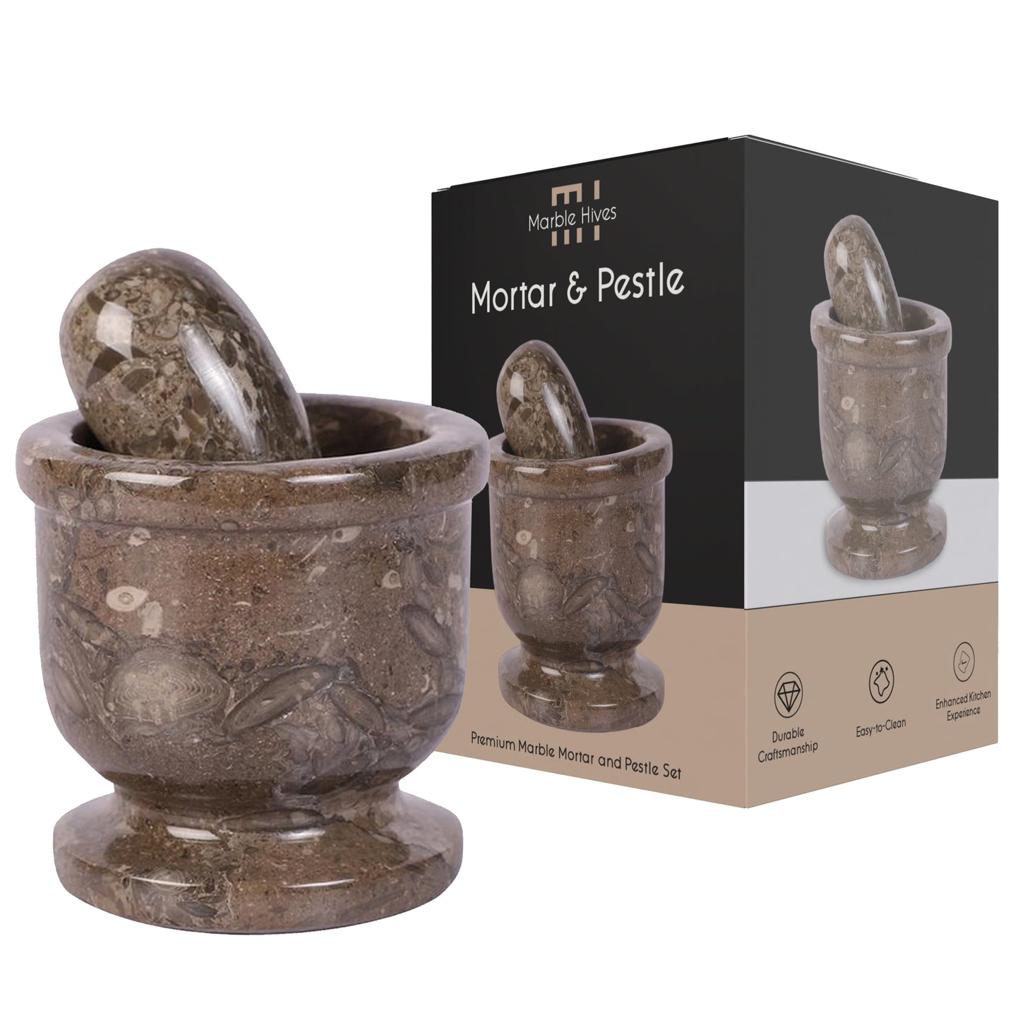 Exquisite Marble Mortar and Pestle Set (2.5 inch) - Your Ultimate Kitchen Essential for Grinding Spices, Making Guacamole, Salsa, Pesto, and Crushing Pills