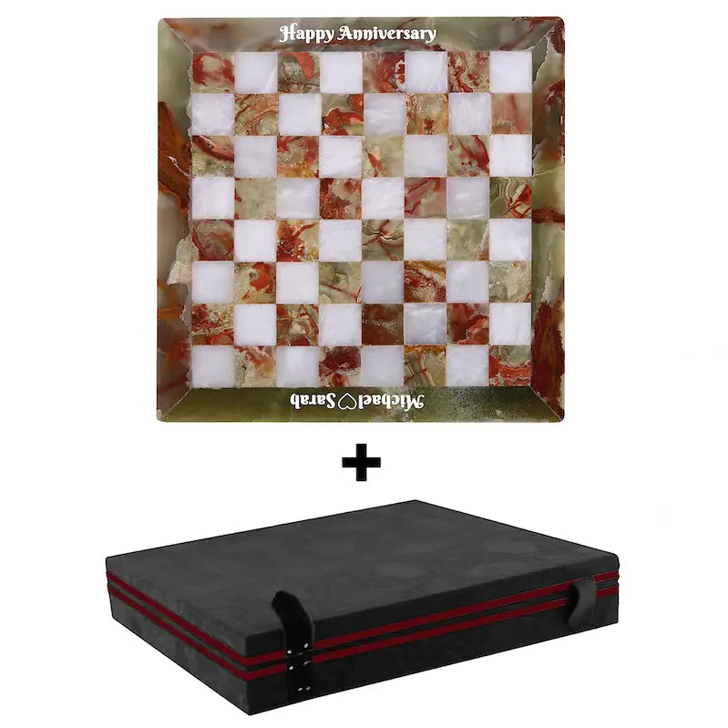Green Onyx  White  Marble Chess Set