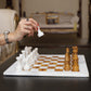 Marble Hives Luxury Handmade Marble Chess Set – White and Dark Brown