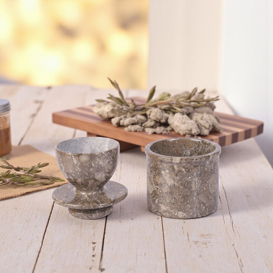 Marble Butter Crock With Lid Perfect Butter Keeper Crock- Oceanic Grey