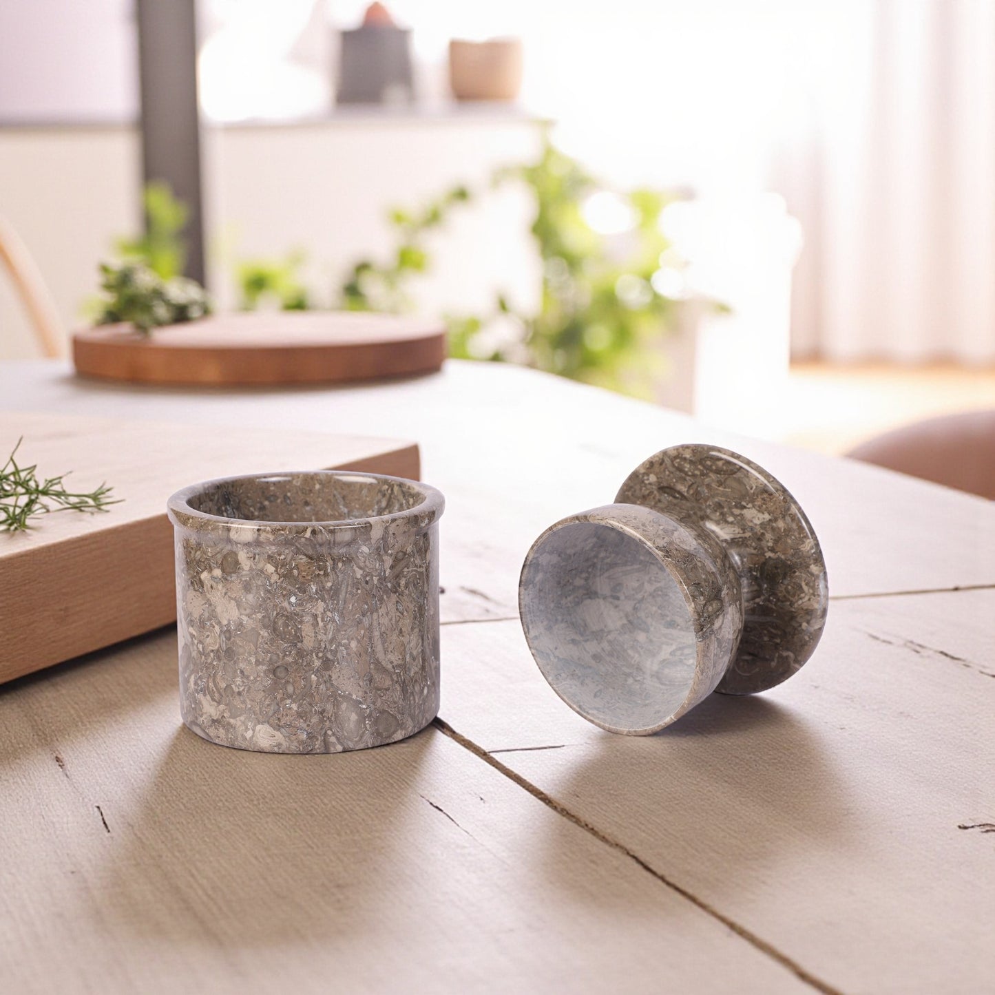 Marble Butter Crock With Lid Perfect Butter Keeper Crock- Oceanic Grey