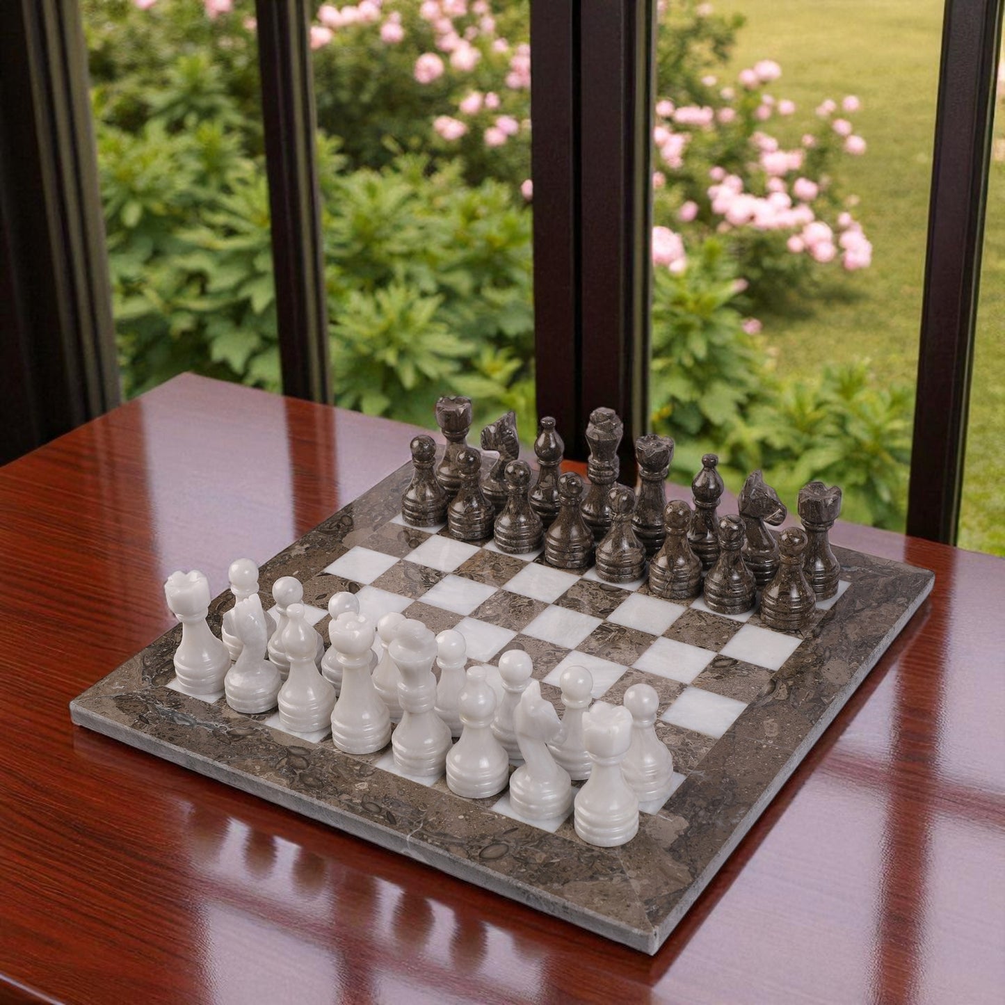 Marble Hives Luxury Handmade Marble Chess Set – Oceanic & White