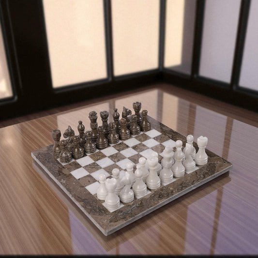 Marble Hives Luxury Handmade Marble Chess Set – Oceanic & White