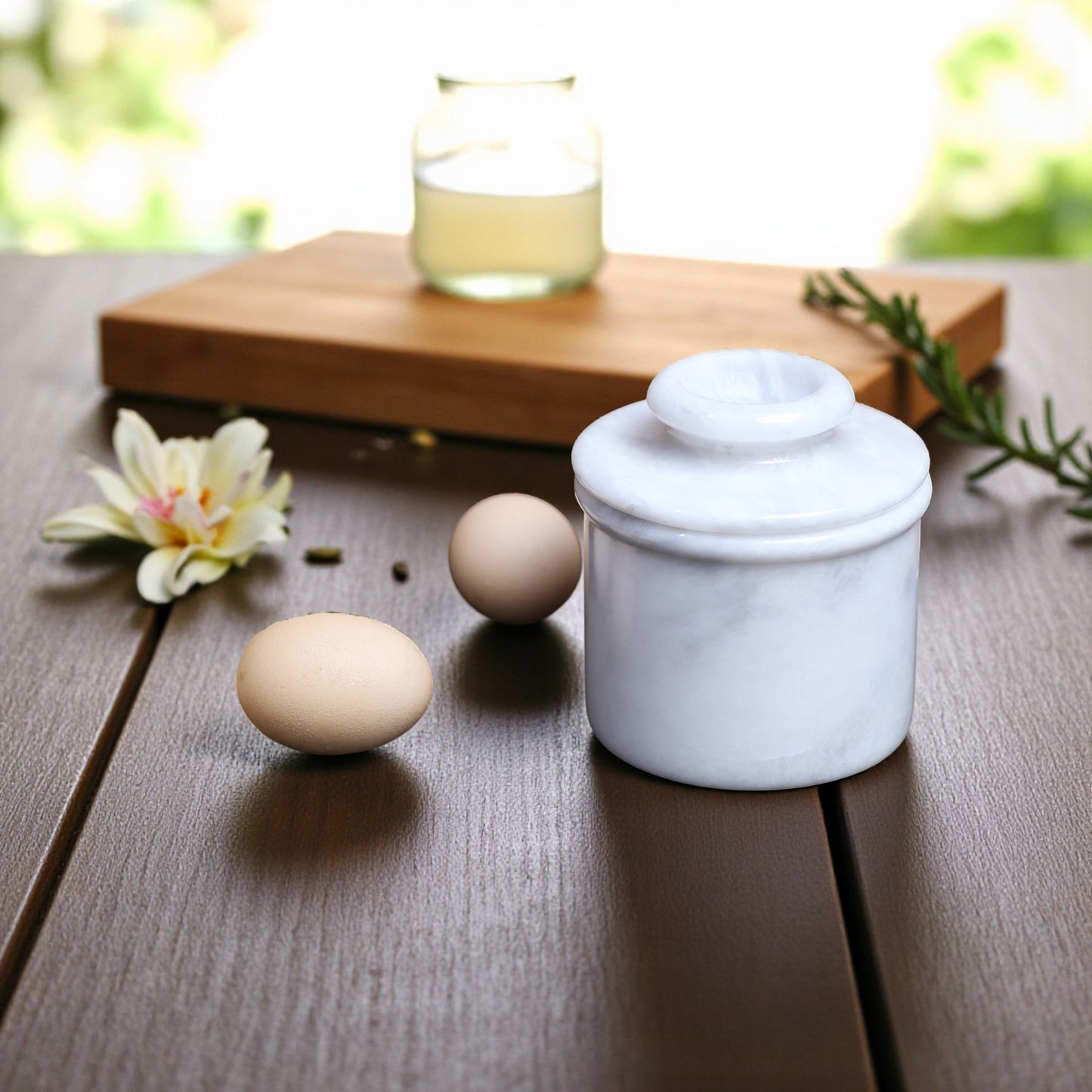 Marble Butter Crock With Lid Perfect Butter Keeper Crock- White