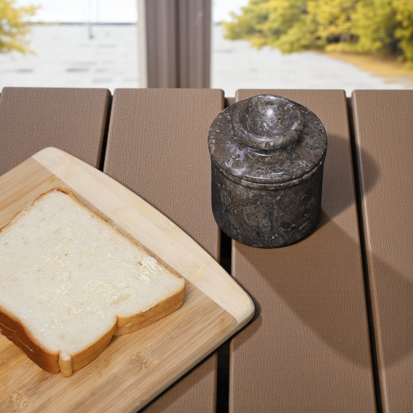 Marble Butter Crock With Lid Perfect Butter Keeper Crock- Oceanic Grey