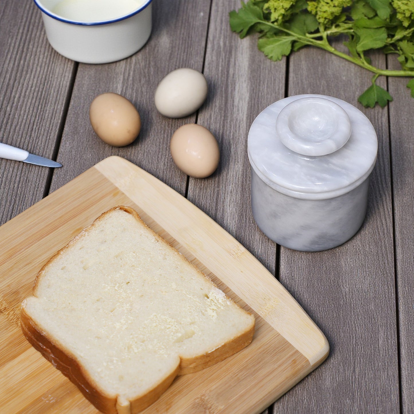 Marble Butter Crock With Lid Perfect Butter Keeper Crock- White