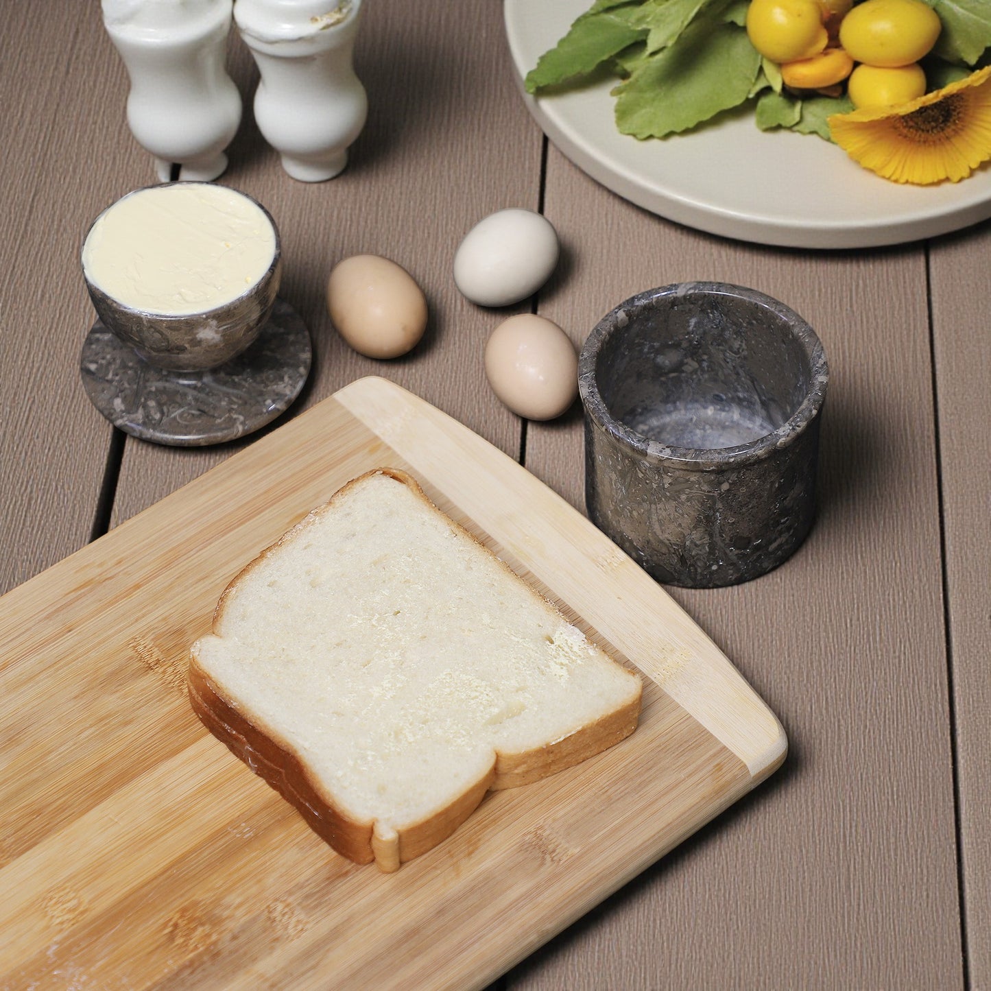 Marble Butter Crock With Lid Perfect Butter Keeper Crock- Oceanic Grey