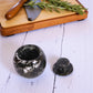 Marble Salt Cellar with Lid- Pack of 2 White and Black Zebra
