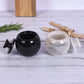 Marble Salt Cellar with Lid- Pack of 2 White and Black