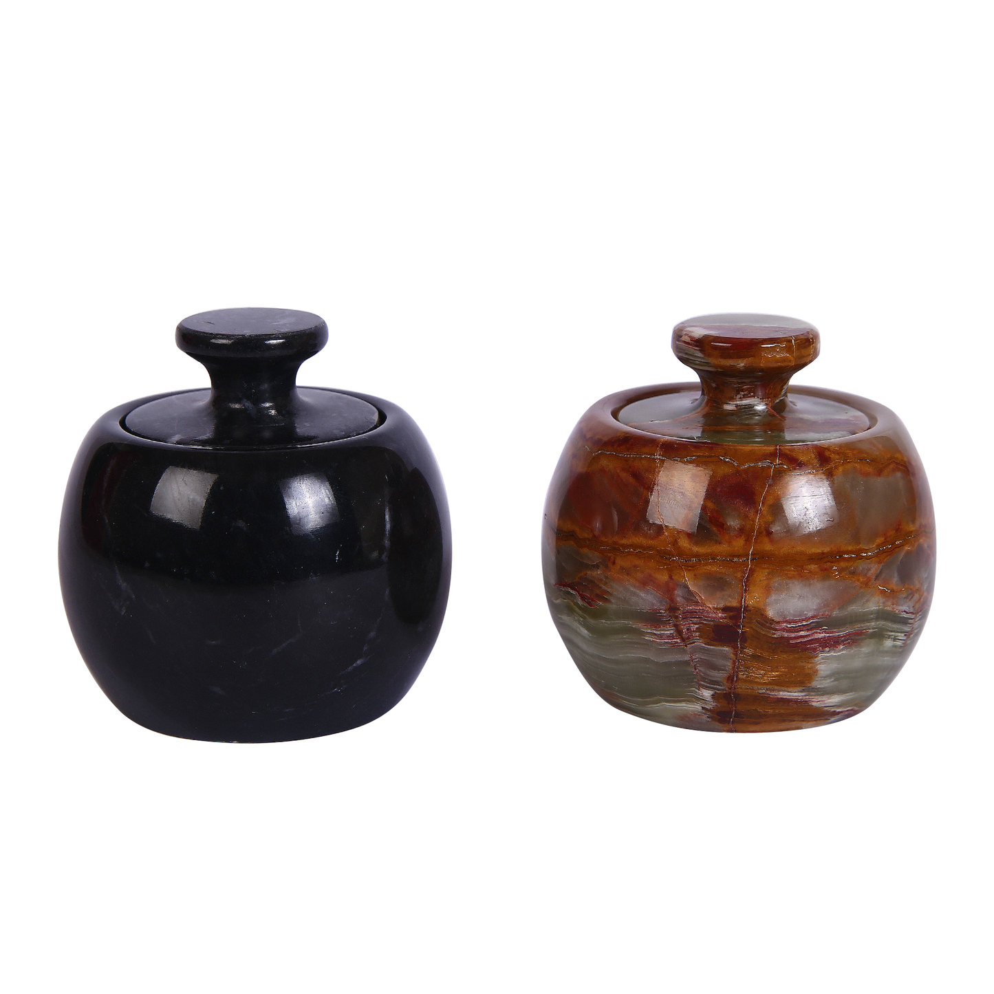 Marble Salt Cellar with Lid- Pack of 2 Marble Salt and Pepper Bowls- Salt Holder with Lid to Put Salt, Paprika, Pepper, and Spice
