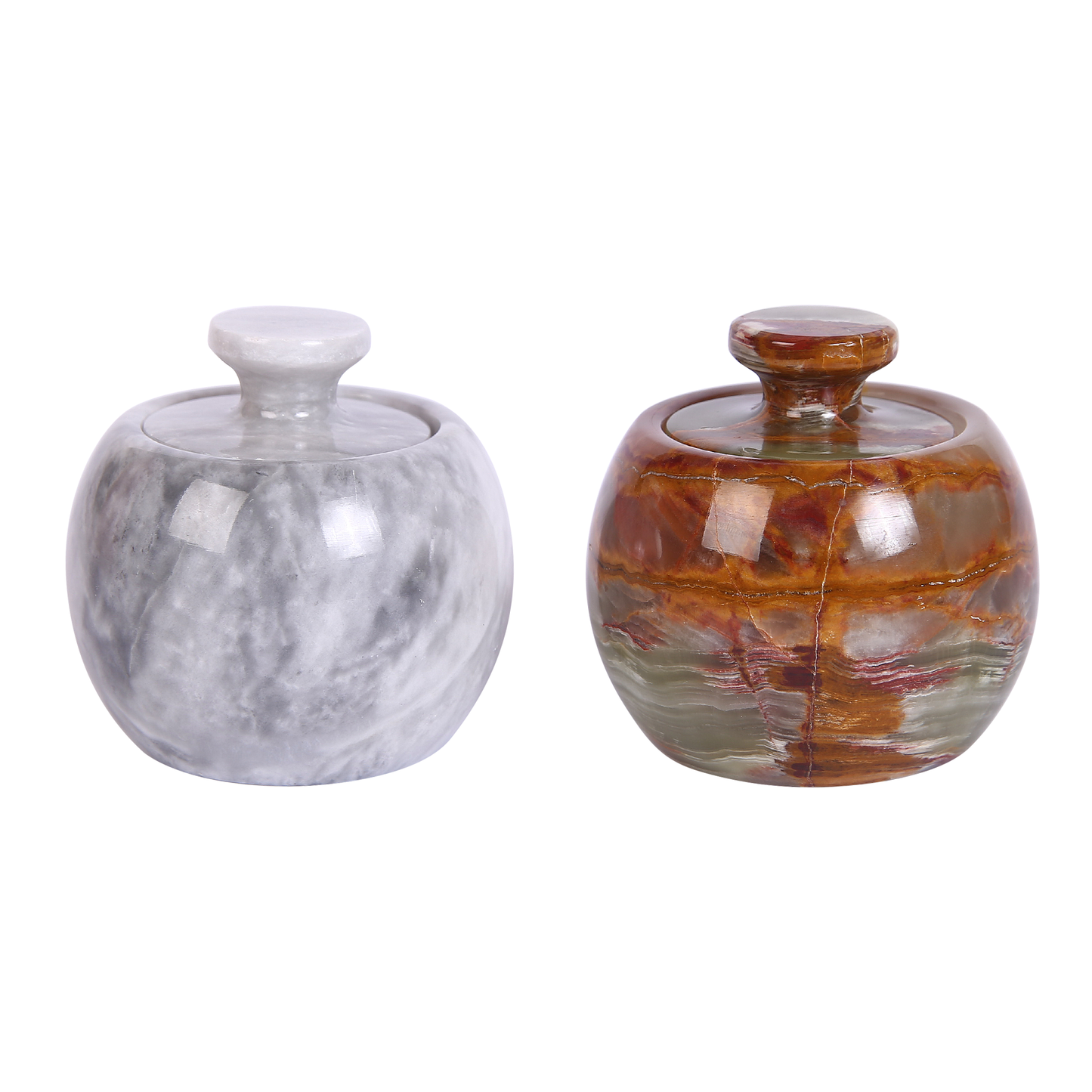 Marble Salt Cellar with Lid- Pack of 2 Marble Salt and Pepper Bowls- Salt Holder with Lid to Put Salt, Paprika, Pepper, and Spice