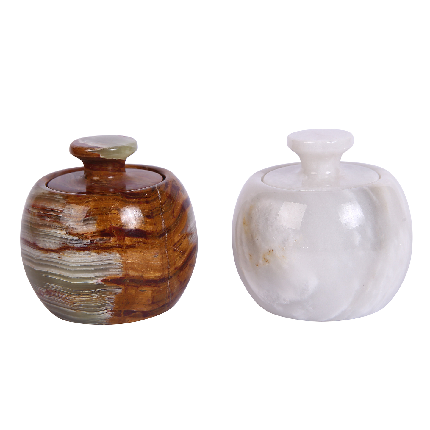 Marble Salt Cellar with Lid- Pack of 2 Marble Salt and Pepper Bowls- Salt Holder with Lid to Put Salt, Paprika, Pepper, and Spice