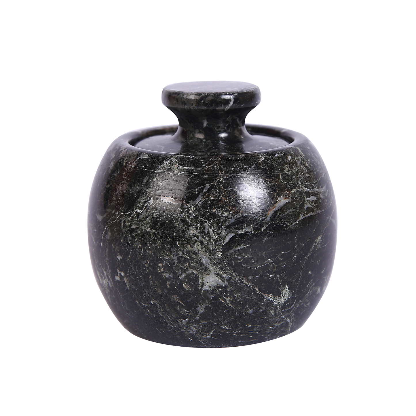 Marble Salt Cellar with Lid- Pack of 2 Marble Salt and Pepper Bowls- Salt Holder with Lid to Put Salt, Paprika, Pepper, and Spice