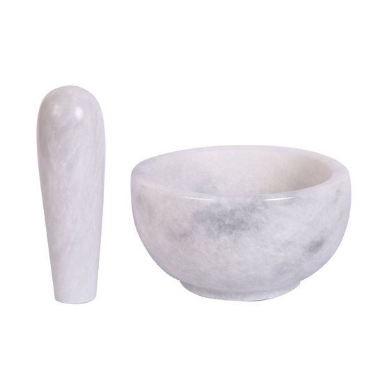 Exquisite Marble Mortar and Pestle Set (5 inch)- Your Ultimate Kitchen Essential for Grinding Spices, Making Guacamole, Salsa, Pesto, and Crushing Pills