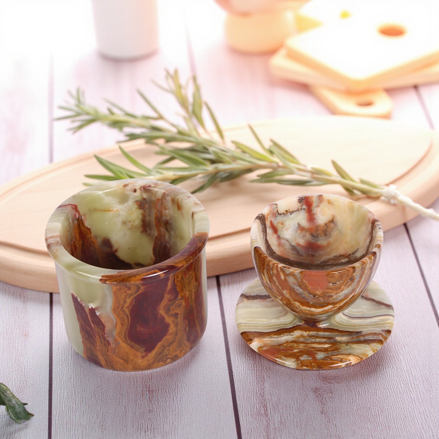 Marble Butter Crock With Lid - Onyx Green