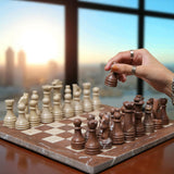 Marble Hives Luxury Handmade Marble Chess Set – Marina & Beige
