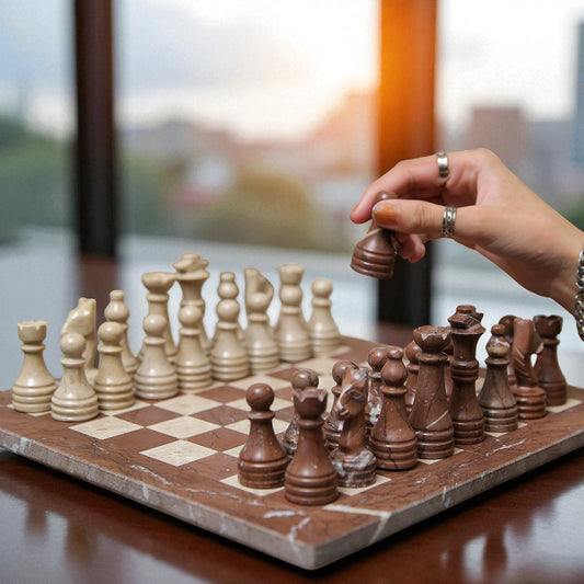 Marble Hives Luxury Handmade Marble Chess Set – Marina and White