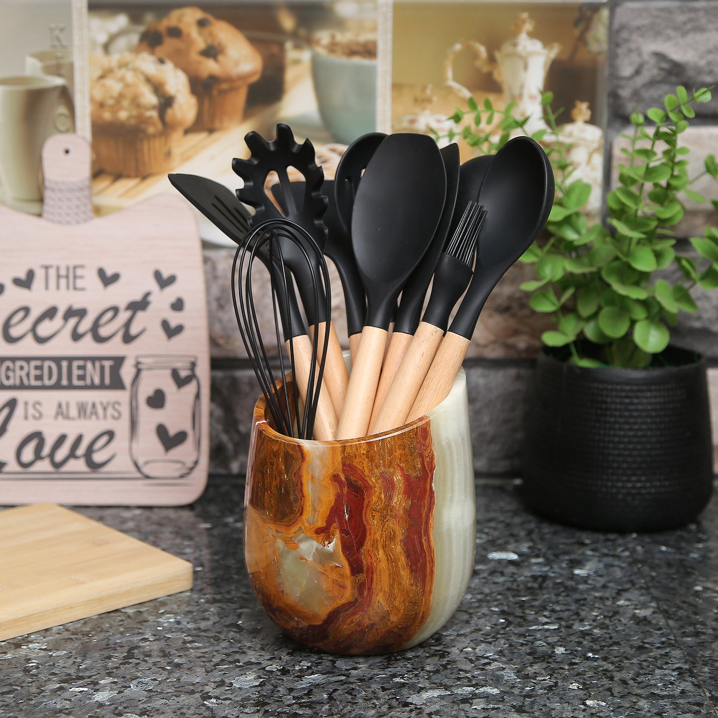 Marble Wine Chiller - Premium Wine Chiller Bucket - Perfect Wine Bottle holder - Multipurpose Utensil Holder