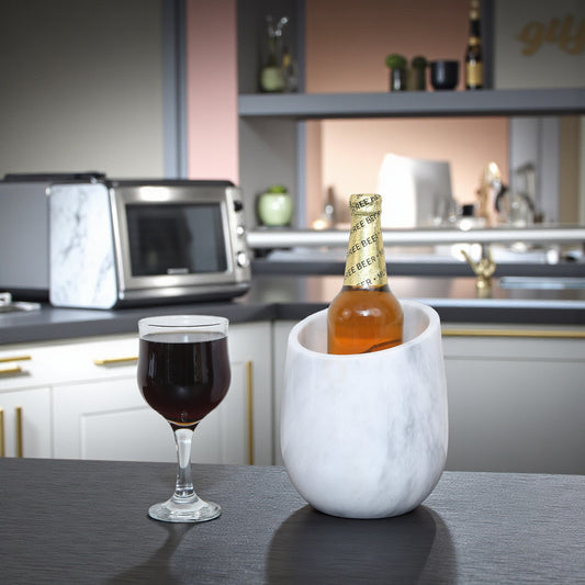 Marble Wine Chiller Slanted Shape - White
