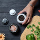 Marble Salt Cellar with Lid- Pack of 2 Marble Salt and Pepper Bowls- Salt Holder with Lid to Put Salt, Paprika, Pepper, and Spice