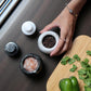 Marble Salt Cellar with Lid- Pack of 2 White and Black Zebra