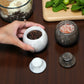 Marble Salt Cellar with Lid- Pack of 2 White and Grey