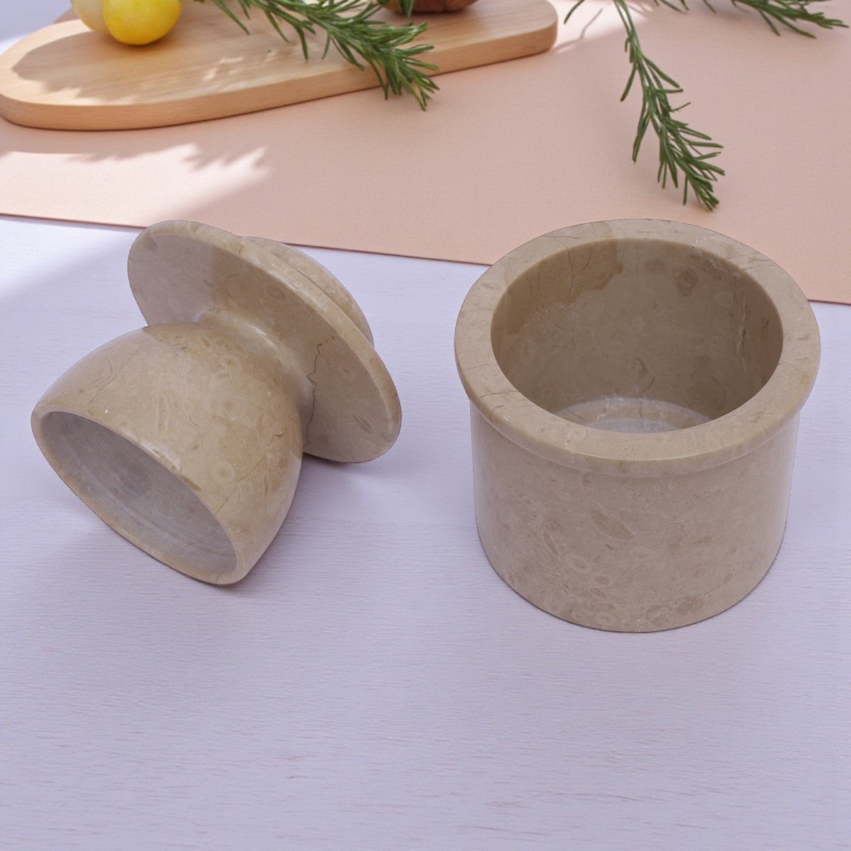 Marble Butter Crock With Lid Perfect Butter Keeper Crock- Beige