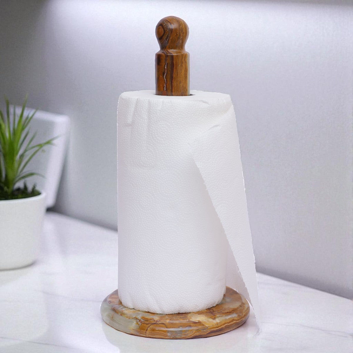 Marble Paper Towel Holder - Onyx Green