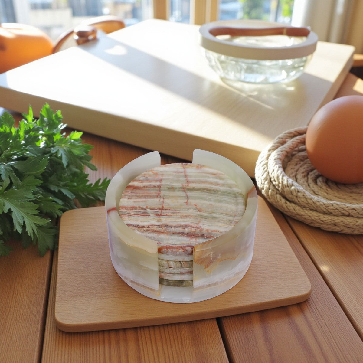 Marble Tea Coaster Pack of 6 - Onyx