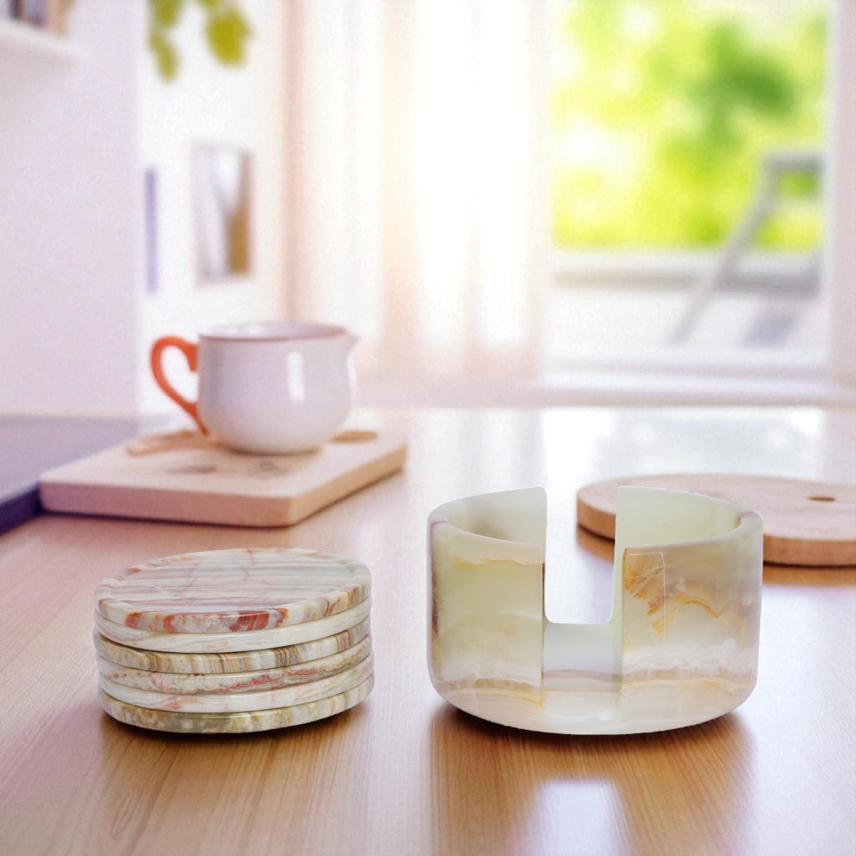 Marble Tea Coaster Pack of 6 - Onyx