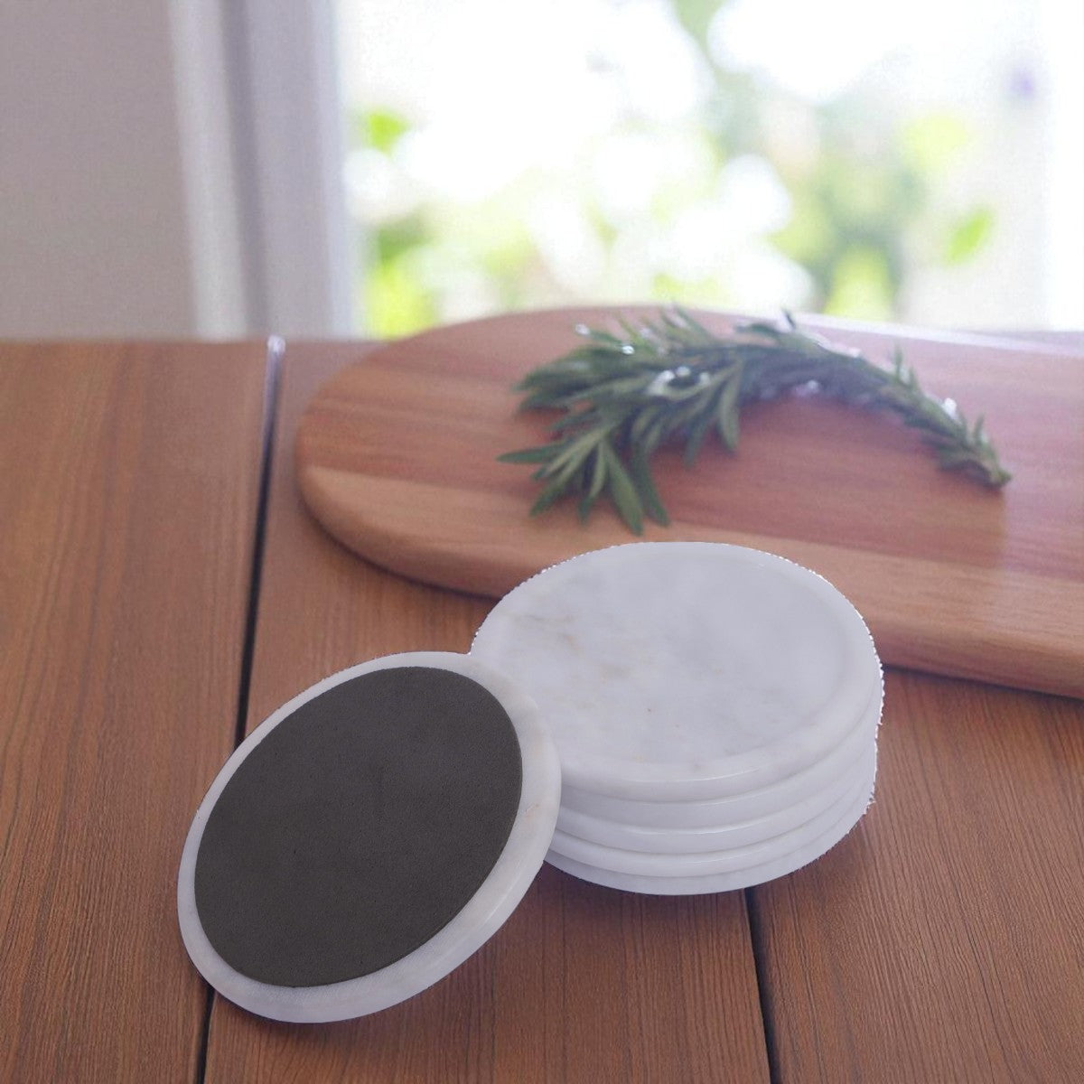 Marble Tea Coaster Pack of 6 - White