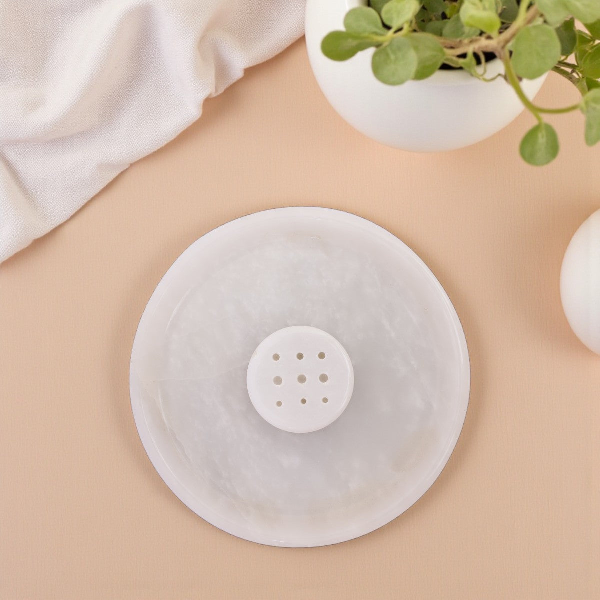Marble Serenity Incense Holder White