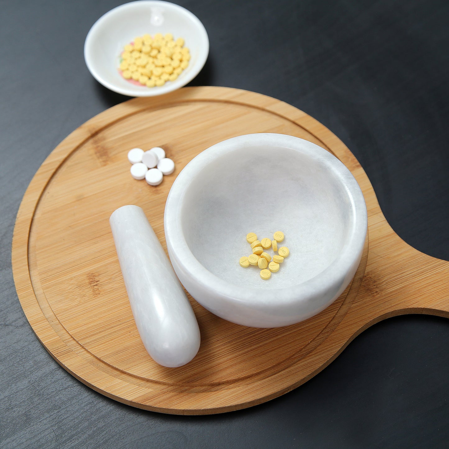 Exquisite Marble Mortar and Pestle Set (5 inch)- Your Ultimate Kitchen Essential for Grinding Spices, Making Guacamole, Salsa, Pesto, and Crushing Pills