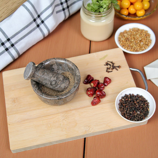 Marble Mortar and Pestle Set (4 inches) Grey