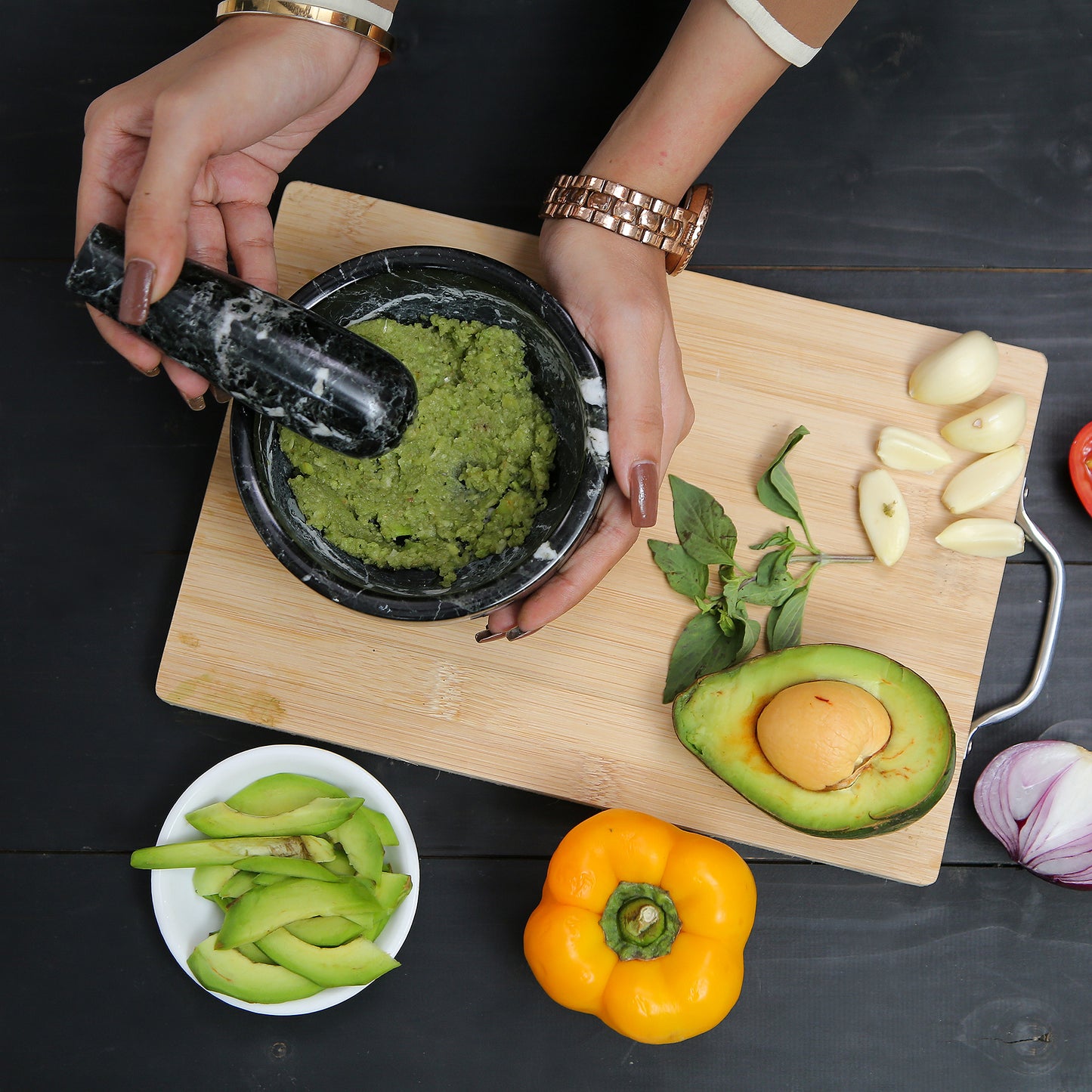 Exquisite Marble Mortar and Pestle Set (5 inch)- Your Ultimate Kitchen Essential for Grinding Spices, Making Guacamole, Salsa, Pesto, and Crushing Pills