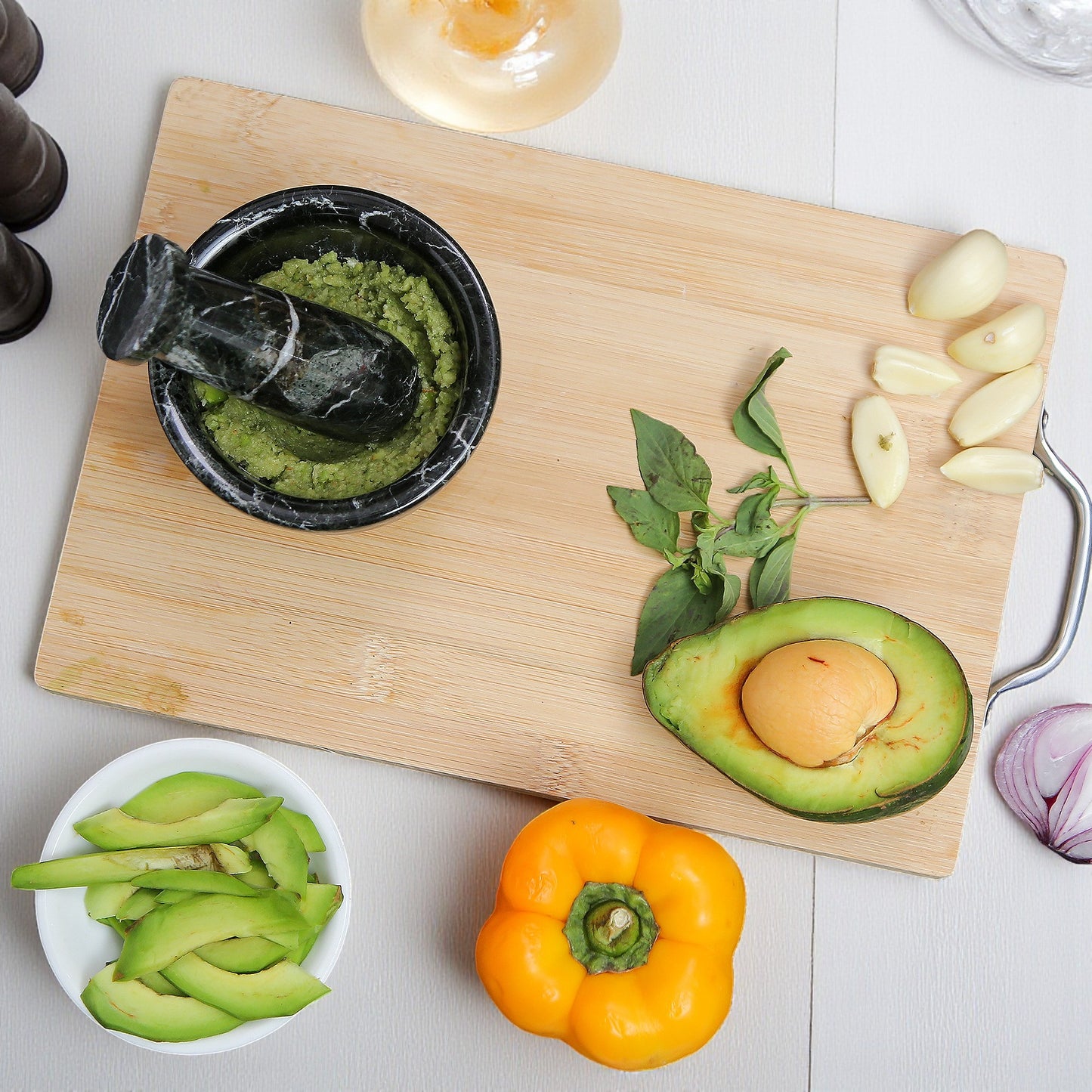 Marble Mortar and Pestle Set (4 inches) Black Zebra