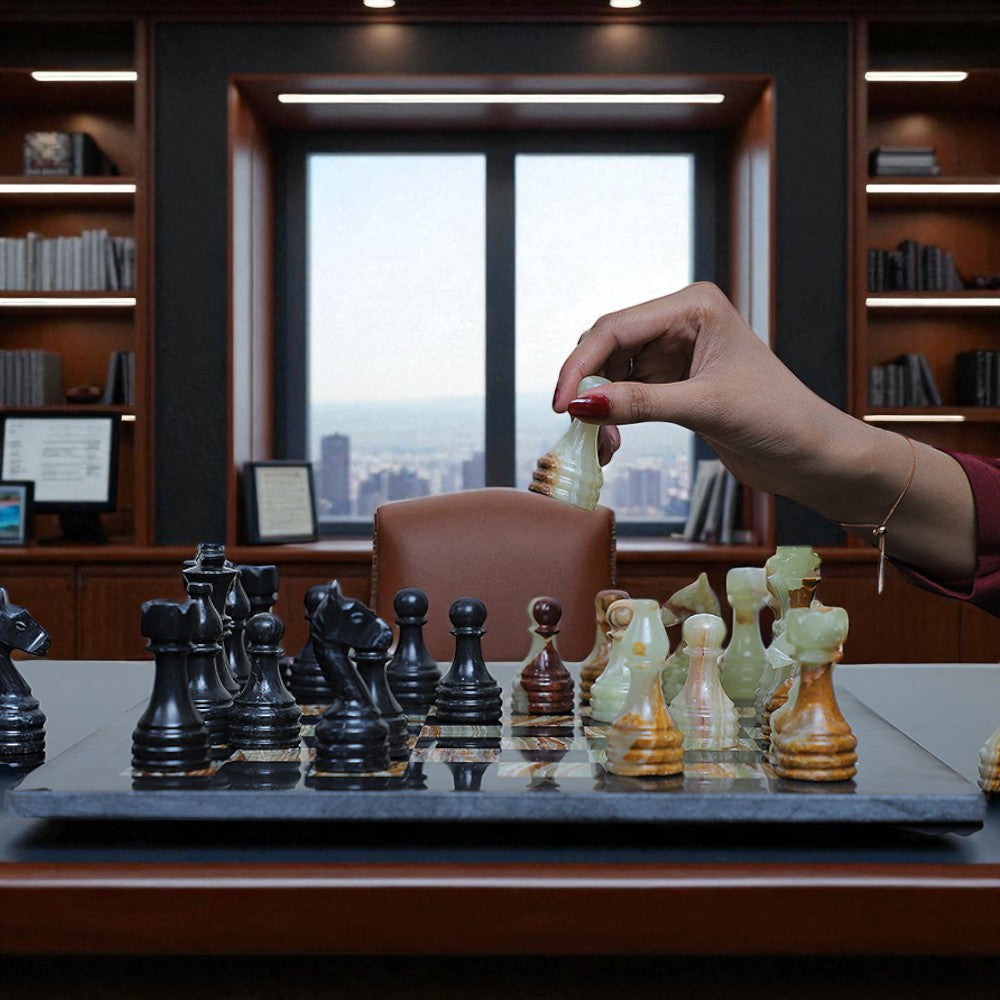 Onyx Green & Black Chess Figures Mother Day Special