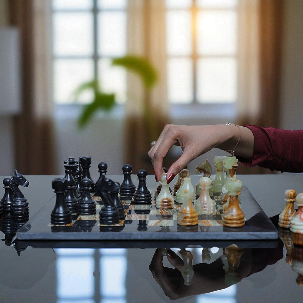 Marble Hives Luxury Handmade Marble Chess Set –Green & Black