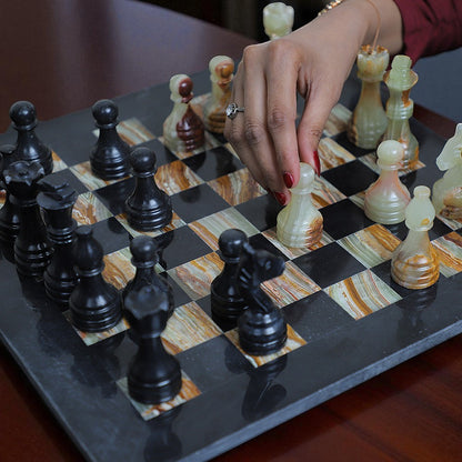Marble Hives Luxury Handmade Marble Chess Set –Green & Black