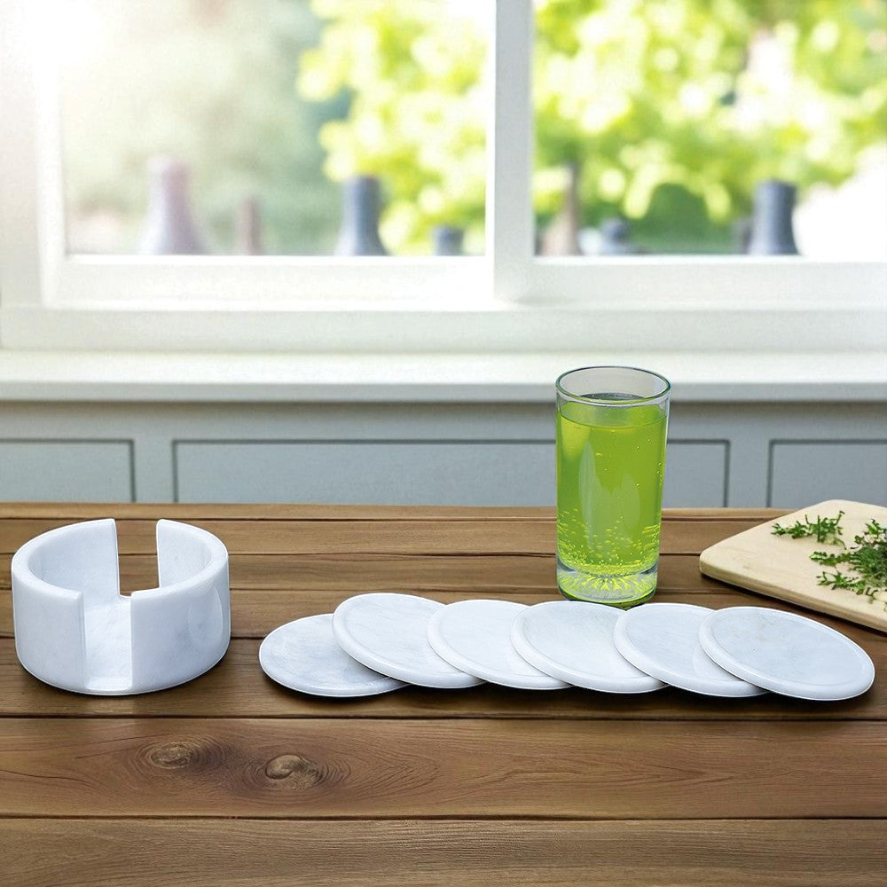 Marble Tea Coaster Pack of 6 - White