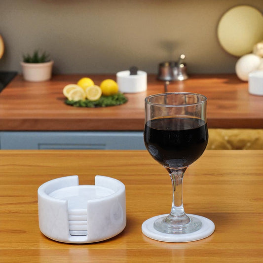 Marble Tea Coaster Pack of 6 - White